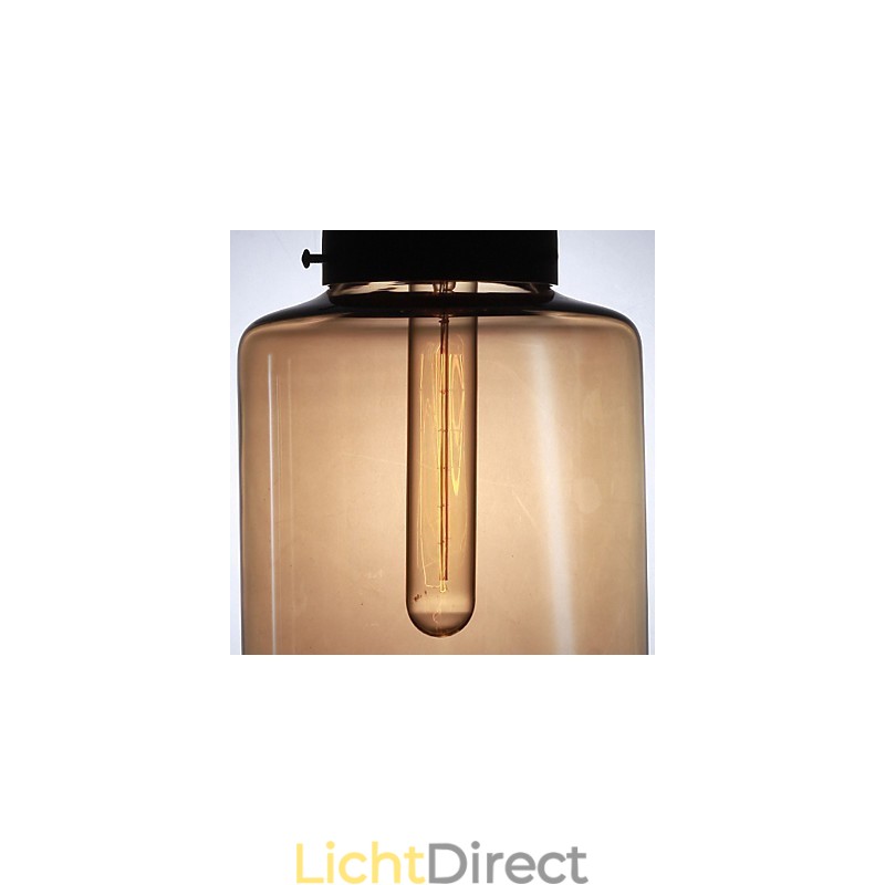Moderne glazen hanglamp met 2 lampen in transparant flesontwerp
