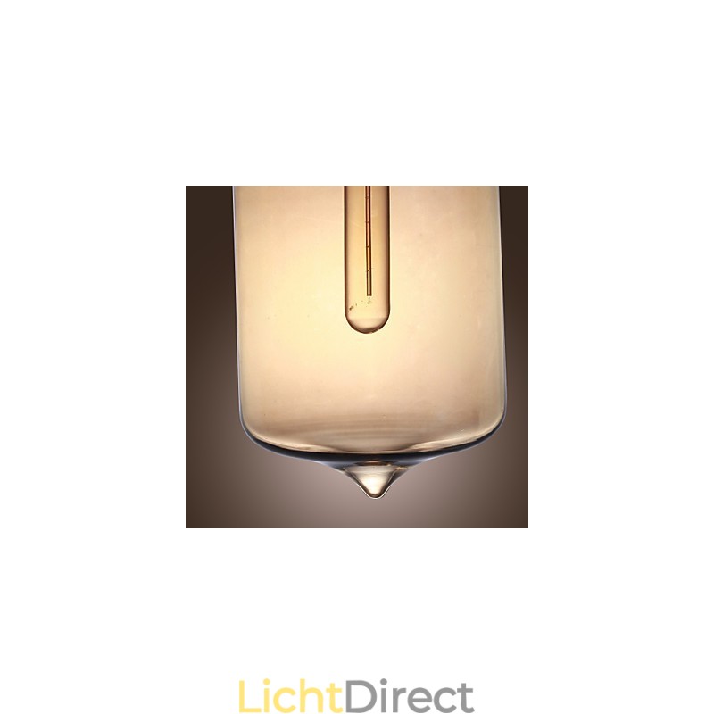 Moderne glazen hanglamp met 2 lampen in transparant flesontwerp