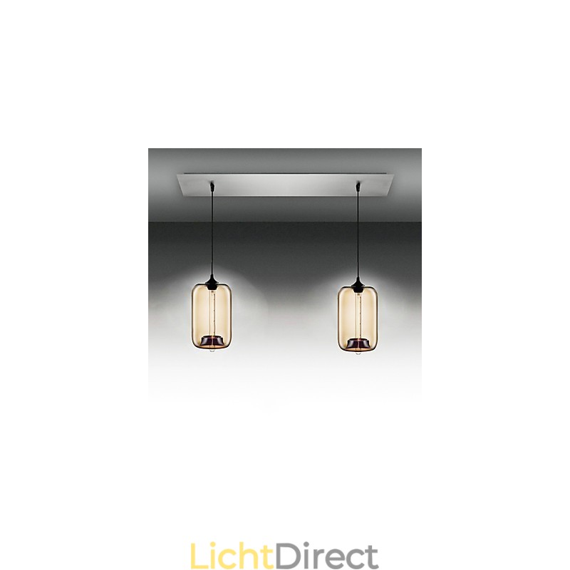 Moderne transparante glazen hanglamp met 2 lampen in bubbeldesign