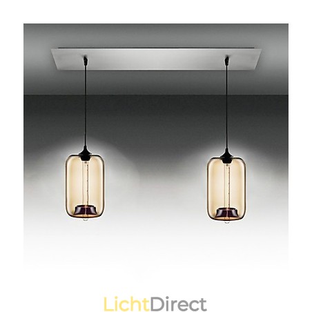 Moderne transparante glazen hanglamp met 2 lampen in bubbeldesign Moderne transparante glazen hanglamp met 2 lampen in bubbeldesign