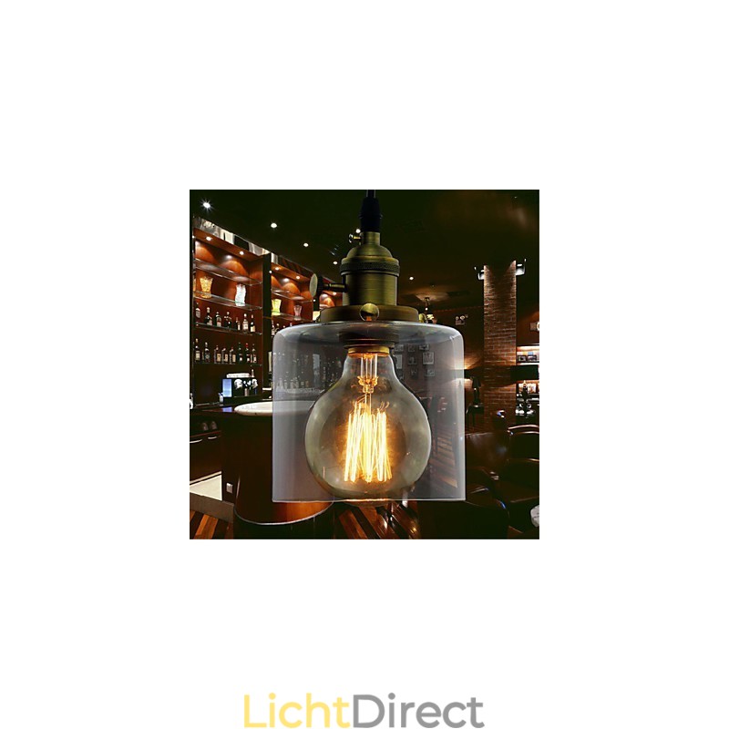 Glazen messing retro vintage industriële kunst café garage hanglamp