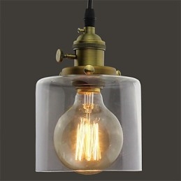 Glazen messing retro vintage industriële kunst café garage hanglamp