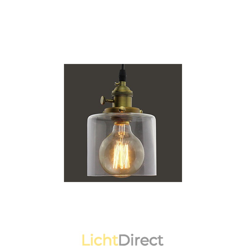 Glazen messing retro vintage industriële kunst café garage hanglamp