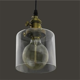 Glazen messing retro vintage industriële kunst café garage hanglamp