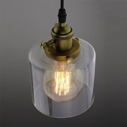 Glazen messing retro vintage industriële kunst café garage hanglamp