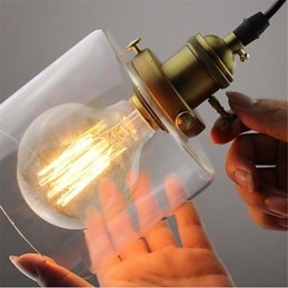 Glazen messing retro vintage industriële kunst café garage hanglamp