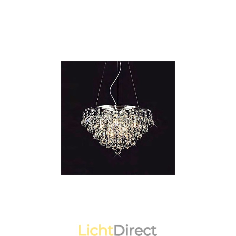Kristallen hanglamp met 8 lampen in ronde vorm
