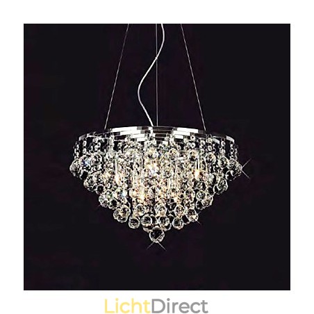 Kristallen hanglamp met 8 lampen in ronde vorm Kristallen hanglamp met 8 lampen in ronde vorm