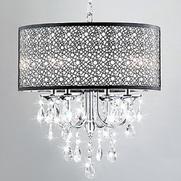 Moderne hanglamp met 4 lampen en kristallen druppels