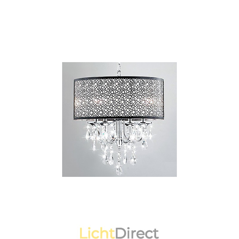 Moderne hanglamp met 4 lampen en kristallen druppels