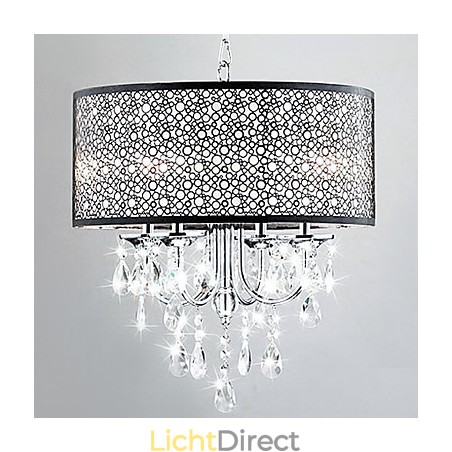 Moderne hanglamp met 4 lampen en kristallen druppels