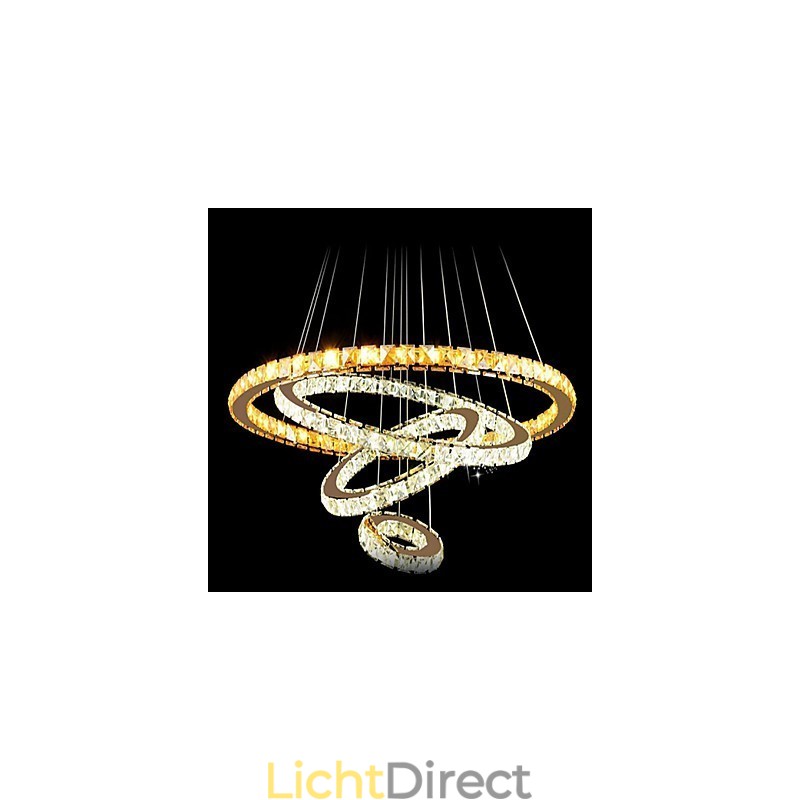 Kristallen hanglamp plafond kroonluchter K9 helder kristal rond 4 ringen grote ring (warm wit) anders (koel wit)