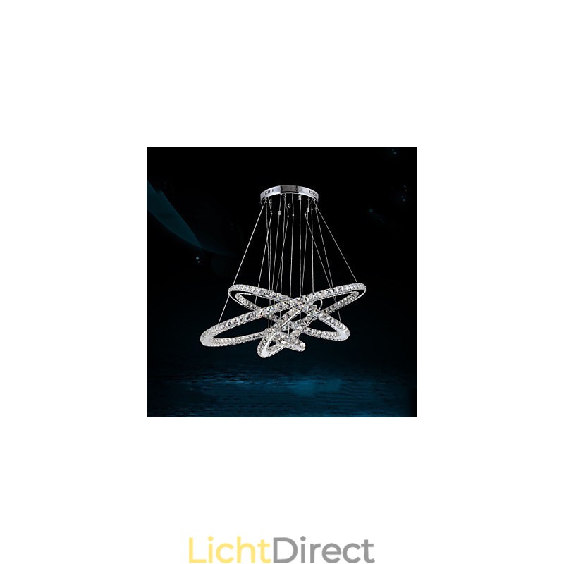 Kristallen hanglamp plafond kroonluchter K9 helder kristal rond 4 ringen grote ring (warm wit) anders (koel wit)