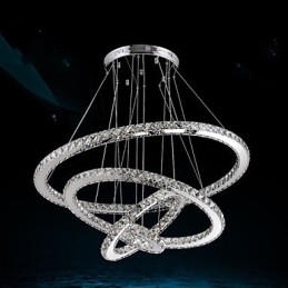 Kristallen hanglamp plafond kroonluchter K9 helder kristal rond 4 ringen grote ring (warm wit) anders (koel wit)