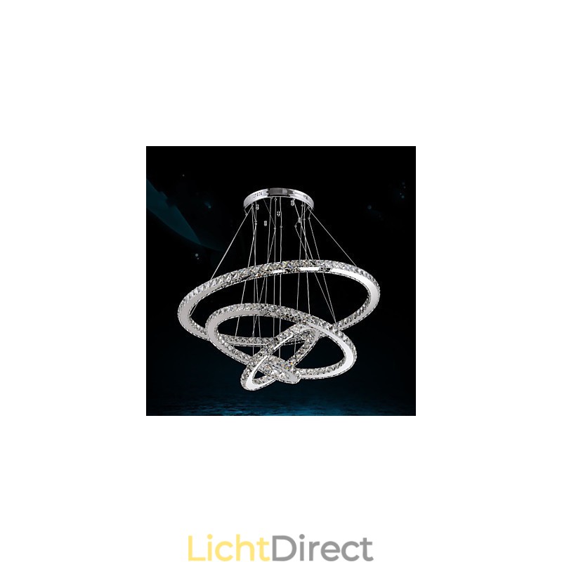 Kristallen hanglamp plafond kroonluchter K9 helder kristal rond 4 ringen grote ring (warm wit) anders (koel wit)