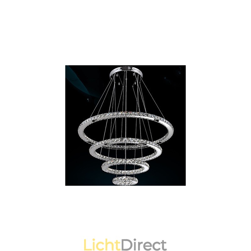 Kristallen hanglamp plafond kroonluchter K9 helder kristal rond 4 ringen grote ring (warm wit) anders (koel wit)