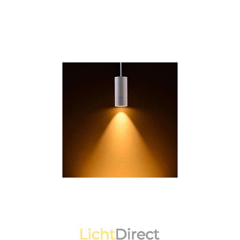 GE 05032 8W 136mm 1-lichts mini hanglamp gepoedercoat wit met aluminium