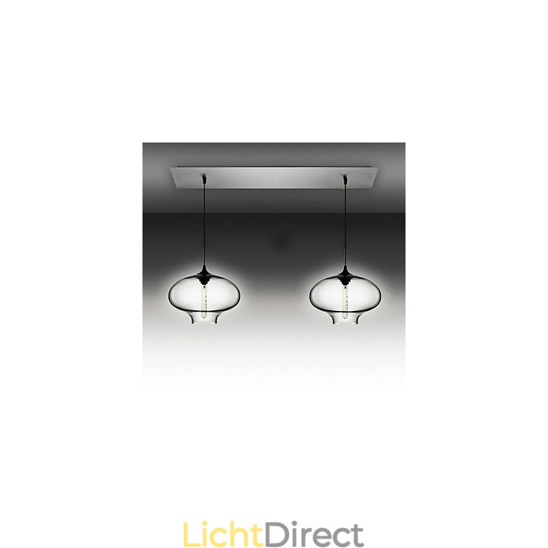 2-lichts moderne glazen hanglamp in zwart bubbeldesign