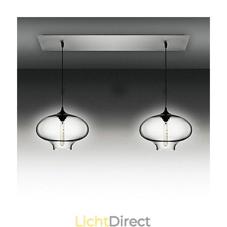 2-lichts moderne glazen hanglamp in zwart bubbeldesign 2-lichts moderne glazen hanglamp in zwart bubbeldesign