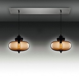 Moderne transparante glazen hanglamp met 2 lampen in bubbeldesign