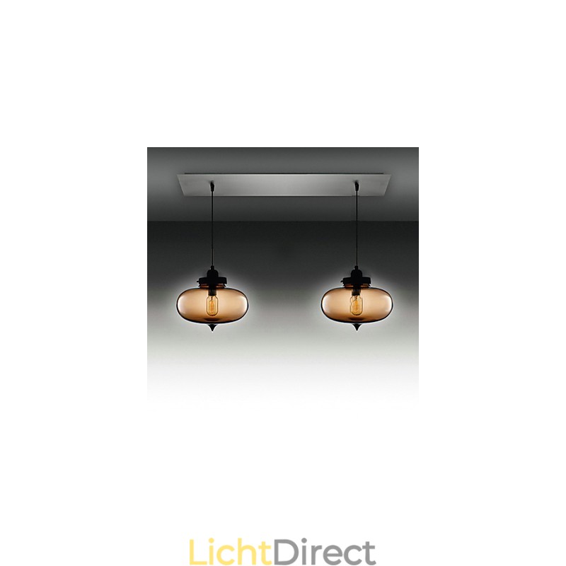 Moderne transparante glazen hanglamp met 2 lampen in bubbeldesign