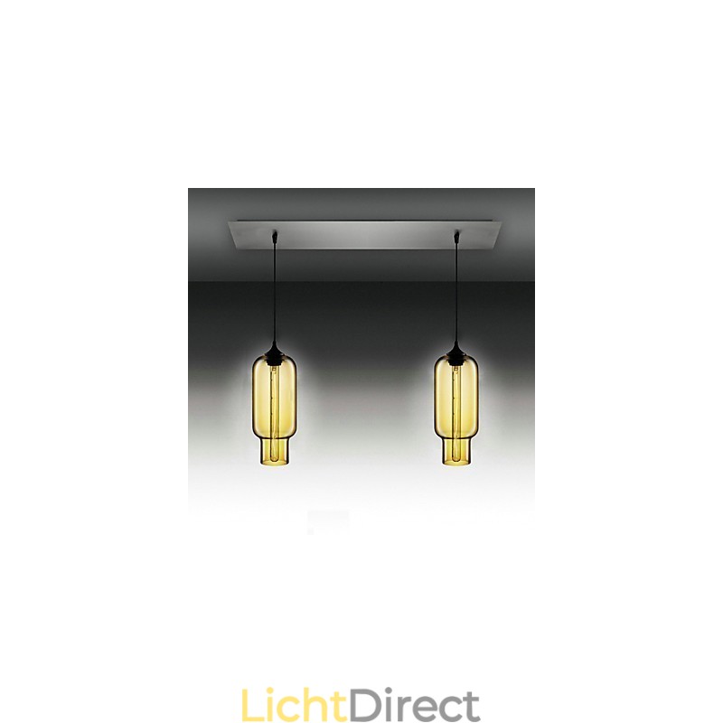 Moderne transparante glazen hanglamp met 2 lampen in bubbelontwerp, gegalvaniseerde afwerking