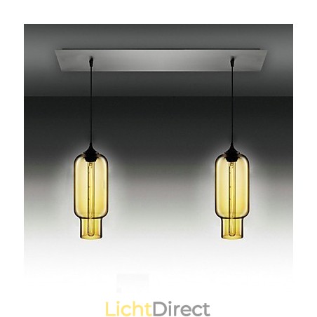 Moderne transparante glazen hanglamp met 2 lampen in bubbelontwerp, gegalvaniseerde afwerking Moderne transparante glazen hanglamp met 2 lampen in bubbelontwerp, gegalvaniseerde afwerking