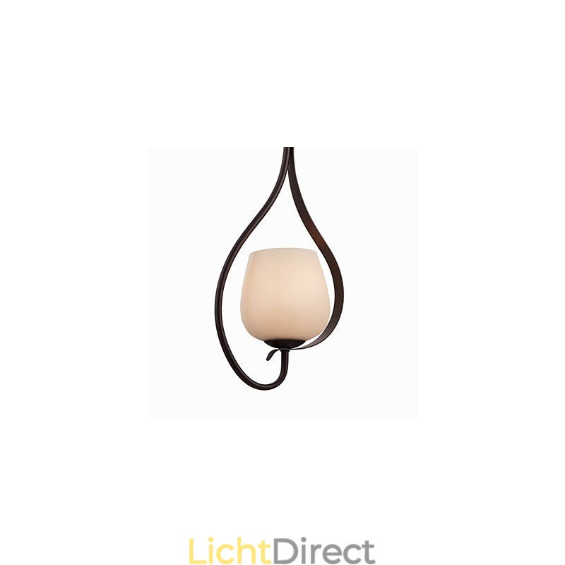 Hanglamp met ijzeren schilderij en glazen kap, klassieke verlichtingslamp met 1 kop