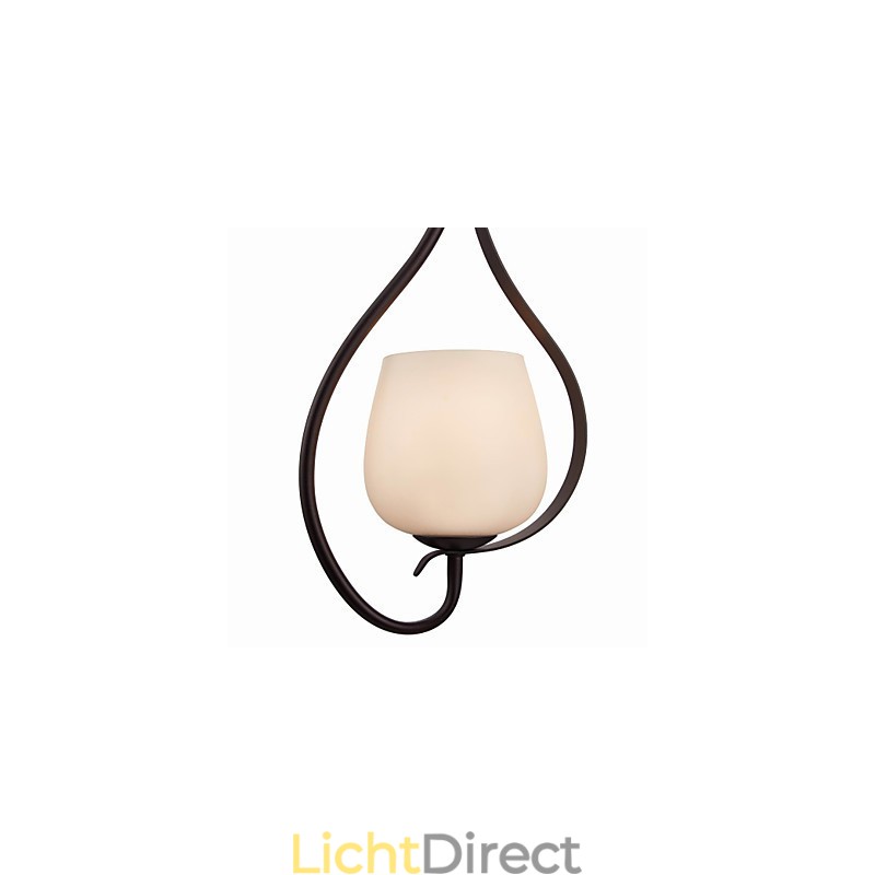 Hanglamp met ijzeren schilderij en glazen kap, klassieke verlichtingslamp met 1 kop