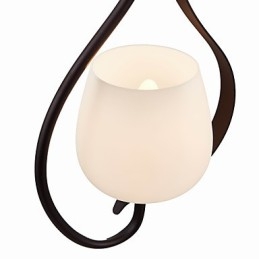 Hanglamp met ijzeren schilderij en glazen kap, klassieke verlichtingslamp met 1 kop