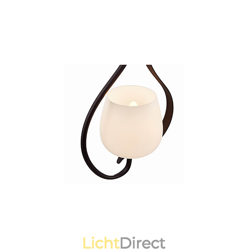 Hanglamp met ijzeren schilderij en glazen kap, klassieke verlichtingslamp met 1 kop