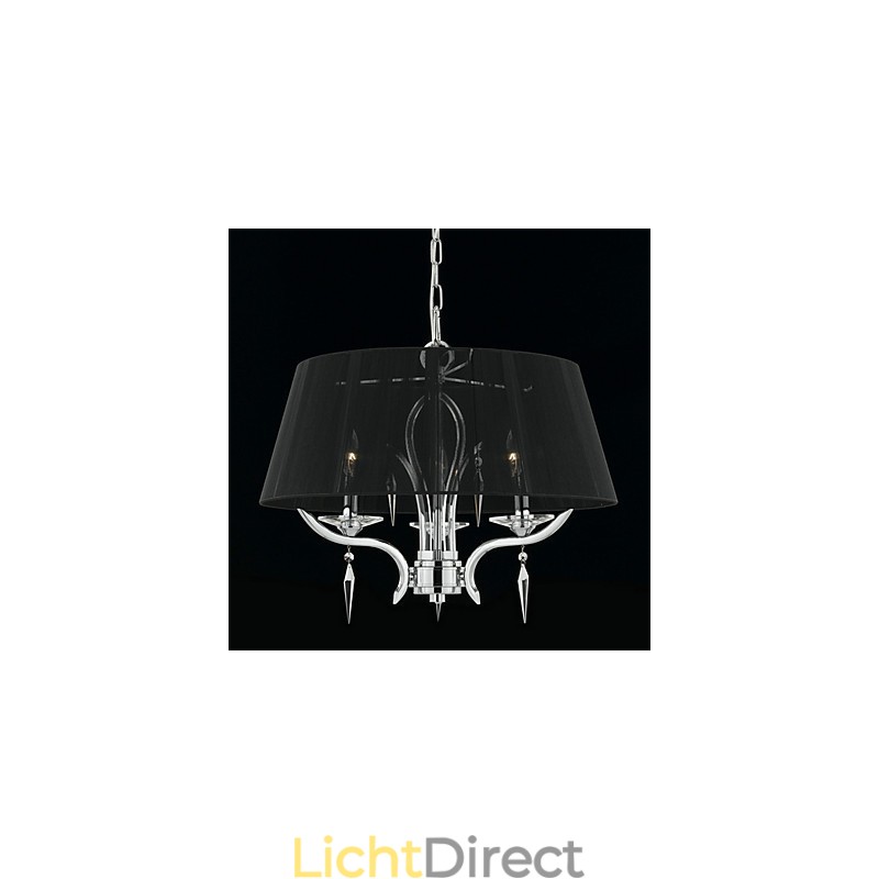 Elegante kristallen kroonluchter met 3 lampen in zwarte kap