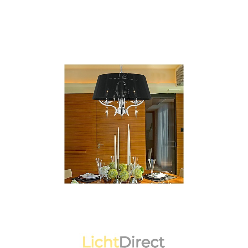 Elegante kristallen kroonluchter met 3 lampen in zwarte kap