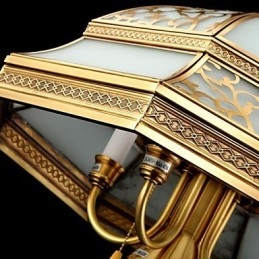 Messing hanglamp zes lampen vintage totaal koper glas