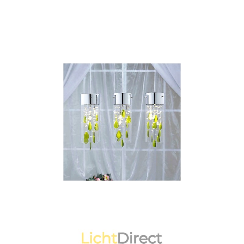 Artistieke kristallen hanglamp met groene decoraties G4-lampvoet