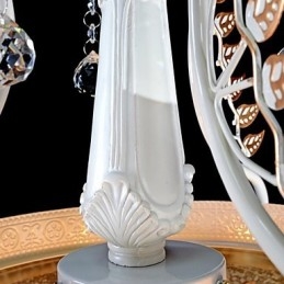 Witte hanglamp met twee lampen, patroon, glazen kap, handverguld, Europees retro klassiek