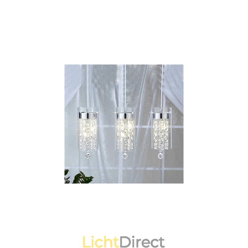 Artistieke kristallen hanglamp met glazen kappen G4-lampvoet