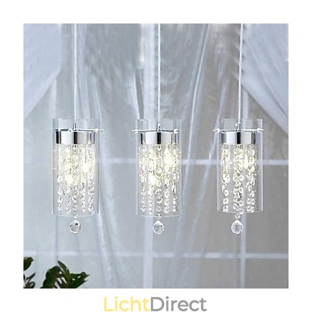 Artistieke kristallen hanglamp met glazen kappen G4-lampvoet