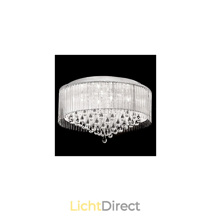 Elegante kristallen hanglamp met 8 lampen in cilindervormige kap