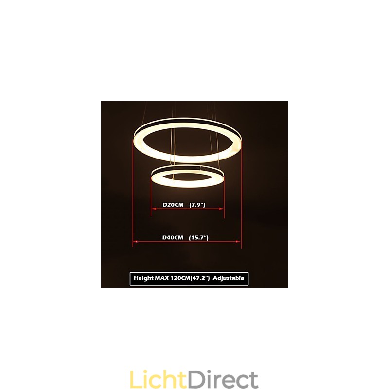 Acryl Hanglamp Ronde Kroonluchter Verlichting met 2 Ringen Lampen Armaturen