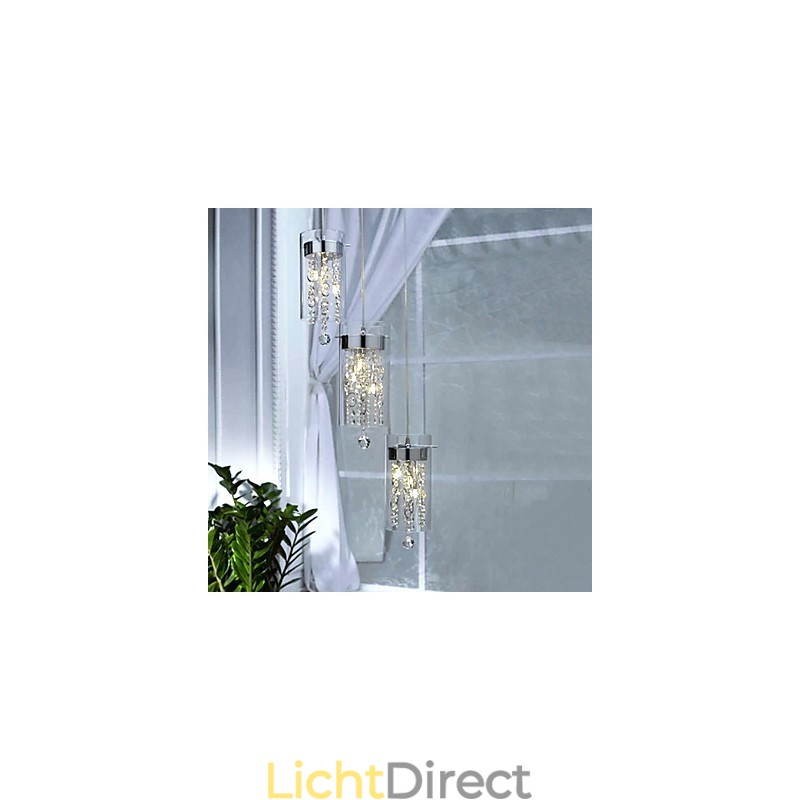 Artistieke kristallen hanglamp met glazen kappen
