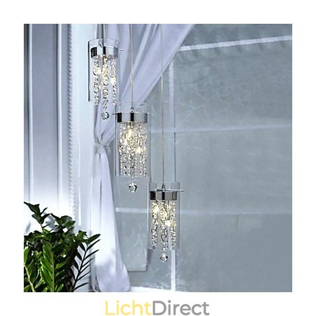 Artistieke kristallen hanglamp met glazen kappen Artistieke kristallen hanglamp met glazen kappen