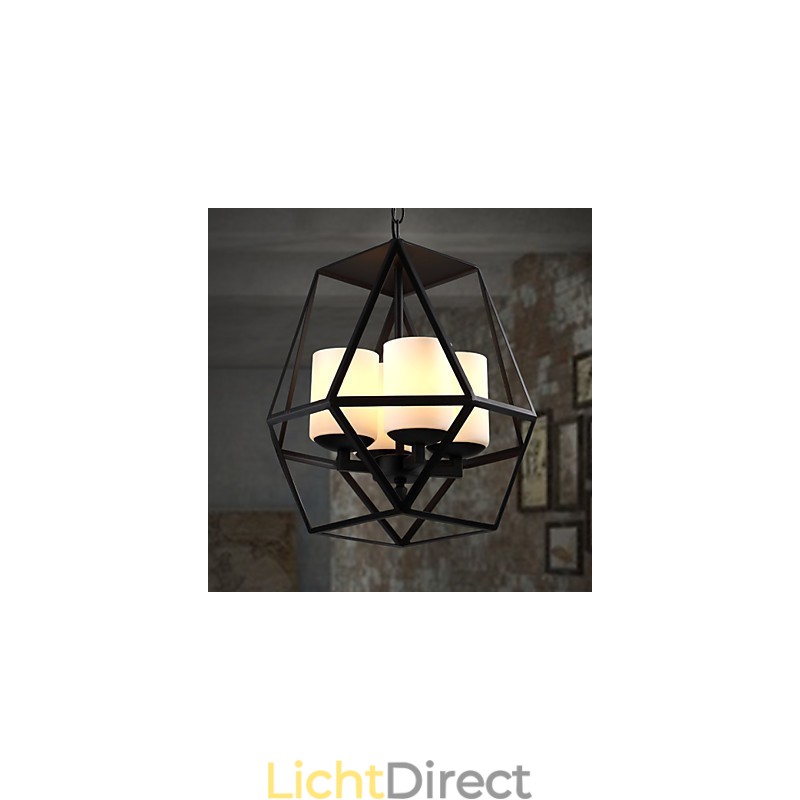 Topniveau Americange Vintage zwarte ijzeren lamp moderne kroonluchter kroonluchter 4 lampen