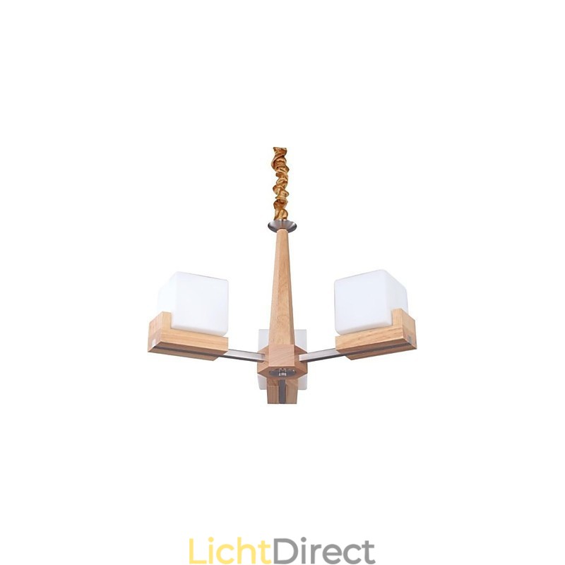 Eikenhouten hanglamp met drie lampen Eiken en glas