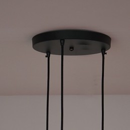 Vintage 3-lichts hanglamp in ijzeren kap