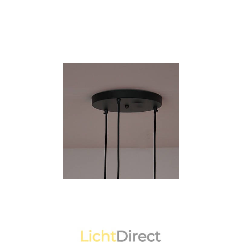 Vintage 3-lichts hanglamp in ijzeren kap