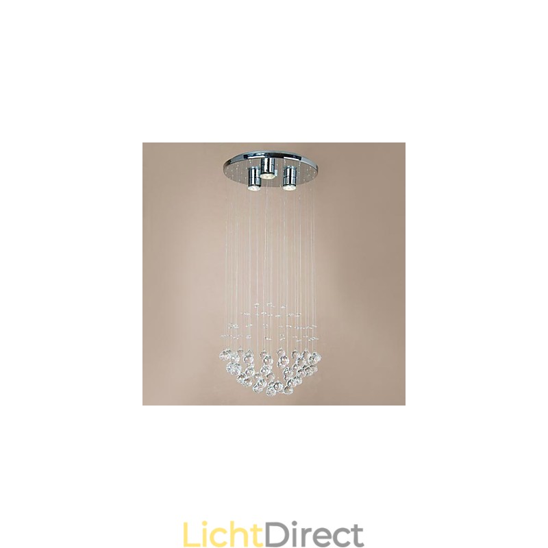 Moderne 3-lichts plafondlamp met kristallen kralen