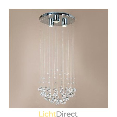 Moderne 3-lichts plafondlamp met kristallen kralen Moderne 3-lichts plafondlamp met kristallen kralen