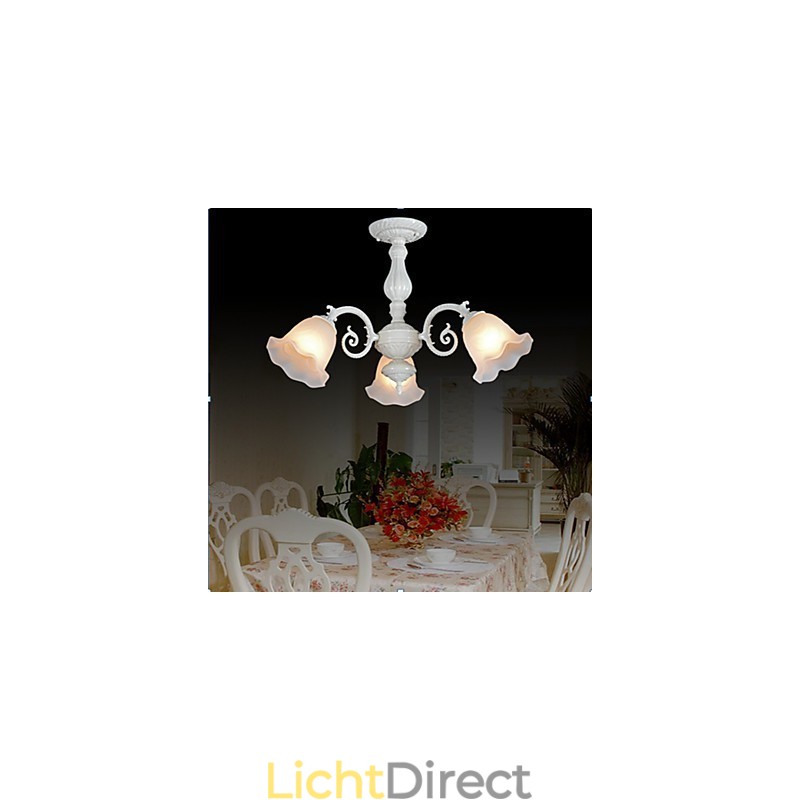 Inbouwlamp met drie lampen, wit, Europees, retro, klassiek