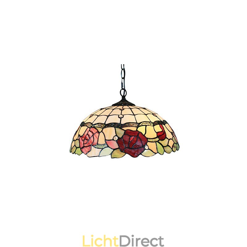 Hanglamp met 2 lampen in rozenpatroon kap